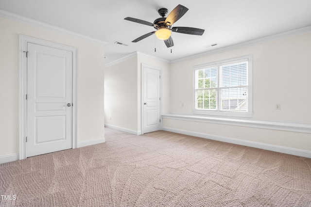 3821 Falls River Ave, Raleigh, NC 27614 - unfurnished bedroom with crown molding, light carpet, baseboards, and ceiling fan