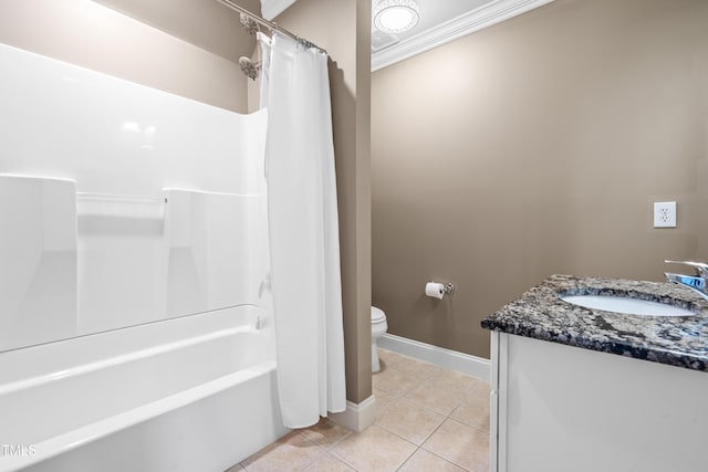 3821 Falls River Ave, Raleigh, NC 27614 - bathroom featuring tile patterned flooring, toilet, shower / bath combo, baseboards, and vanity