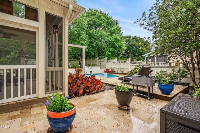 3821 Falls River Ave, Raleigh, NC 27614 - view of patio / terrace featuring fence