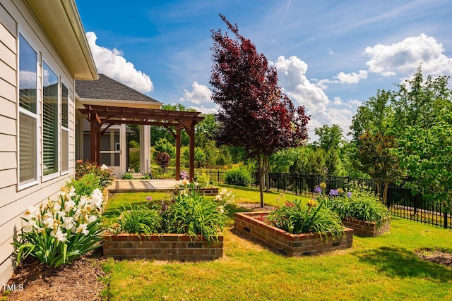 237 Abercorn Cir, Chapel Hill, NC 27516 - view of yard with a garden, a pergola, and fence