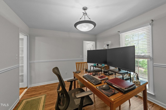 63 Tally Ho Dr, Selma, NC 27576 - home office featuring wood finished floors and baseboards