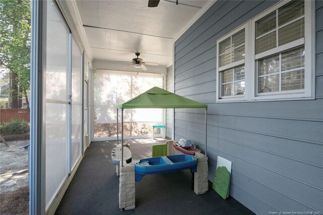 6826 Surrey Rd, Fayetteville, NC 28306 - sunroom featuring a ceiling fan