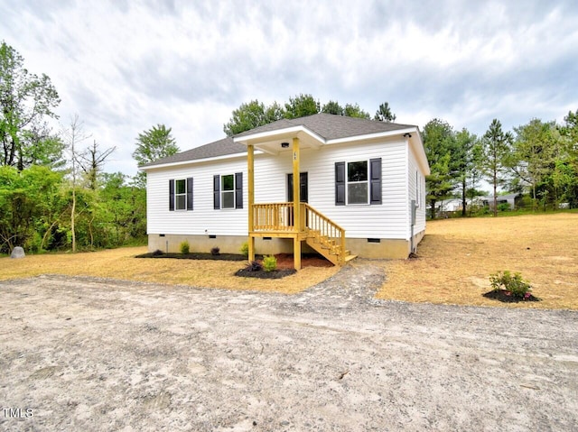 manufactured / mobile home with crawl space and roof with shingles