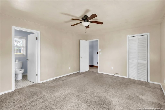 5213 Palmetto Ln, Fayetteville, NC 28304 - unfurnished bedroom featuring carpet flooring, ensuite bathroom, a closet, and baseboards