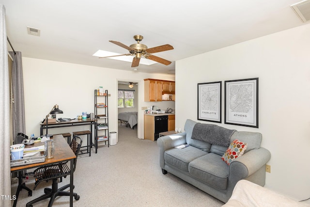 105 Elizabeth St, Chapel Hill, NC 27514 - office area with ceiling fan, visible vents, and light carpet