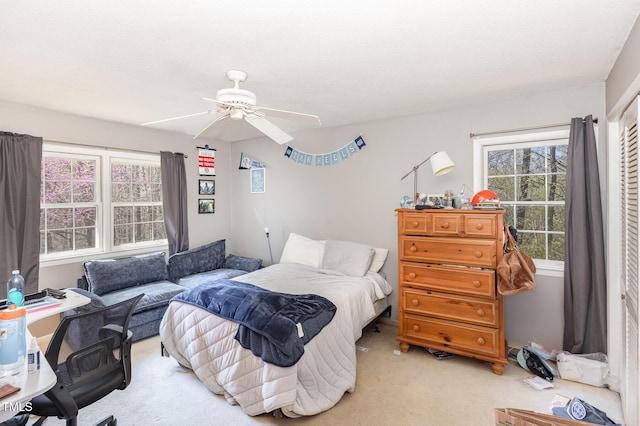 105 Elizabeth St, Chapel Hill, NC 27514 - bedroom featuring ceiling fan and light carpet