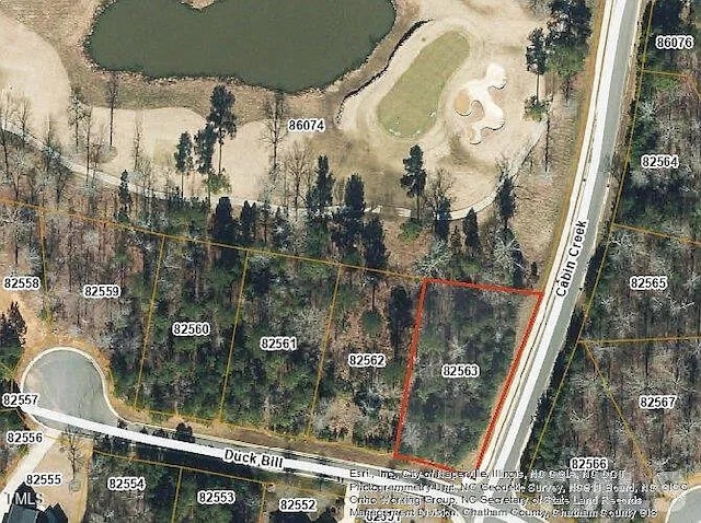14 Duck Bill Trl, Pittsboro, NC 27312 - aerial overview of property's location featuring property parcel outlined