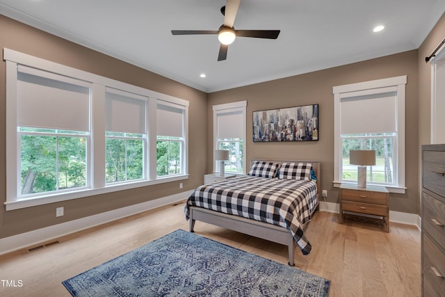14 Duck Bill Trl, Pittsboro, NC 27312 - bedroom featuring baseboards, light wood finished floors, recessed lighting, and a ceiling fan
