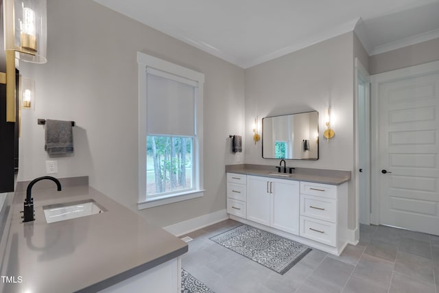 14 Duck Bill Trl, Pittsboro, NC 27312 - full bath featuring vanity, baseboards, ornamental molding, and tile patterned floors