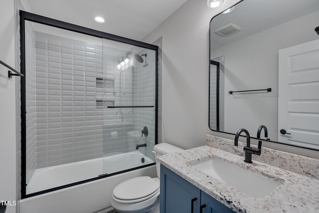 14 Duck Bill Trl, Pittsboro, NC 27312 - full bath featuring vanity, toilet, shower / bath combination with glass door, and recessed lighting