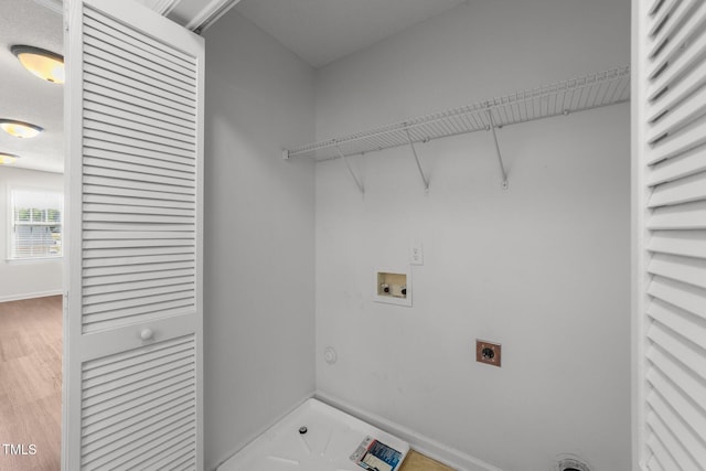 1308 Aspen Falls Ct, Willow Springs, NC 27592 - washroom with washer hookup, laundry area, baseboards, electric dryer hookup, and wood finished floors