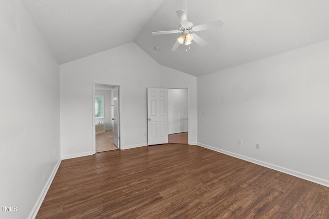 1308 Aspen Falls Ct, Willow Springs, NC 27592 - unfurnished bedroom featuring baseboards, wood finished floors, and high vaulted ceiling