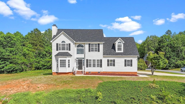 1308 Aspen Falls Ct, Willow Springs, NC 27592 - colonial inspired home with a front lawn, roof with shingles, crawl space, and entry steps
