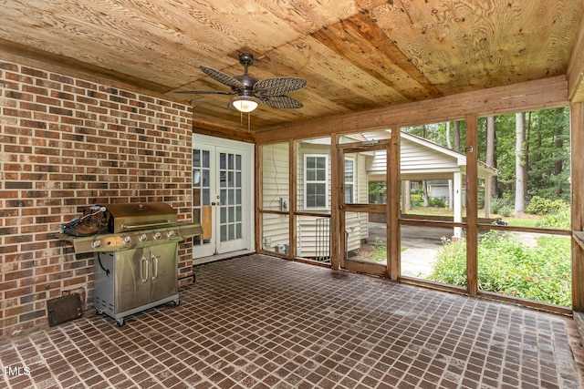 4610 Pinehurst Dr N, Wilson, NC 27896 - unfurnished sunroom with french doors and a ceiling fan