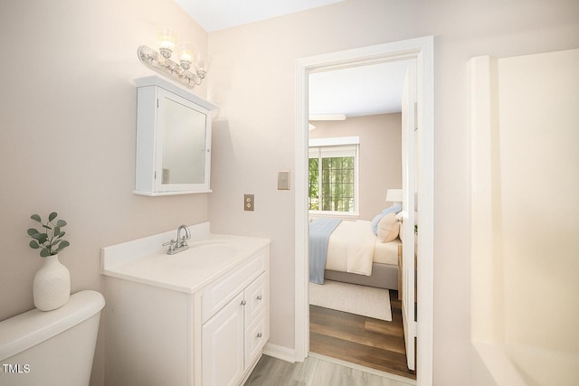 13 Patriot Cir, Durham, NC 27704 - bathroom featuring vanity, wood finished floors, and ensuite bath