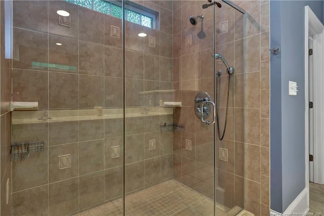 full bathroom featuring a shower stall