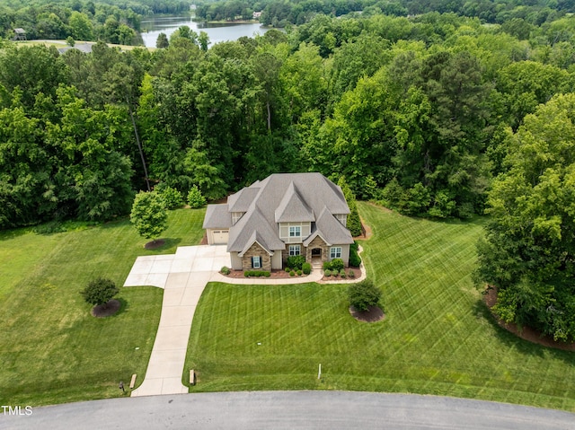 325 Forest Bridge Rd, Youngsville, NC 27596 - view from above of property featuring a large body of water and a heavily wooded area