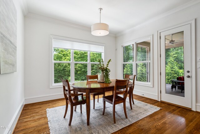 325 Forest Bridge Rd, Youngsville, NC 27596 - dining room with healthy amount of natural light, wood finished floors, crown molding, and baseboards