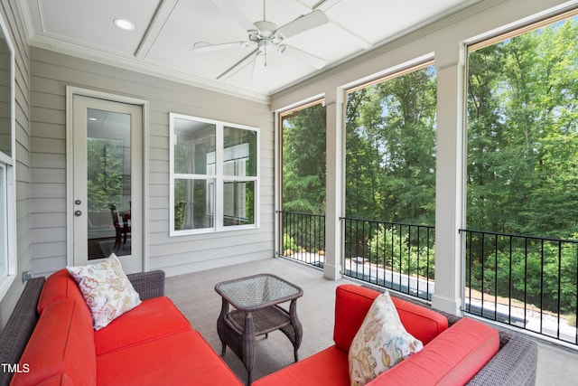 325 Forest Bridge Rd, Youngsville, NC 27596 - sunroom with ceiling fan and outdoor lounge area