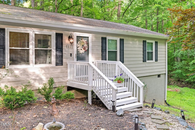1332 Stallings Rd, Chapel Hill, NC 27516 - view of front of home with crawl space and a shingled roof