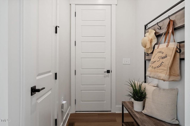 7616 Hasentree Way, Wake Forest, NC 27587 - mudroom featuring dark wood-type flooring and visible vents