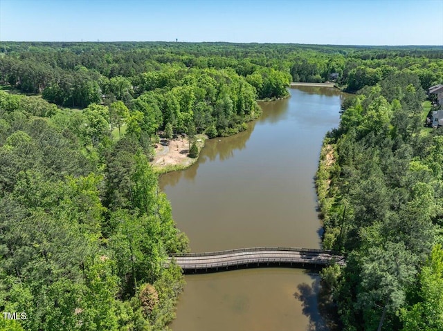 7616 Hasentree Way, Wake Forest, NC 27587 - aerial view with a water view and a wooded view