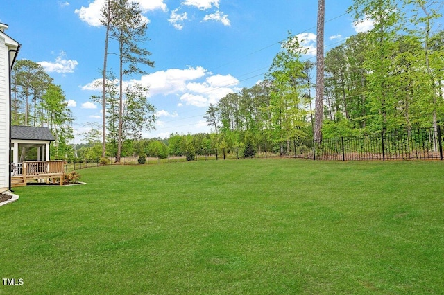 7616 Hasentree Way, Wake Forest, NC 27587 - view of yard with a fenced backyard and a wooden deck