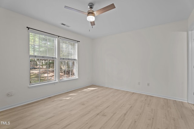 2941 Golden Oak Ct, Raleigh, NC 27603 - empty room featuring baseboards, light wood finished floors, ceiling fan, and visible vents
