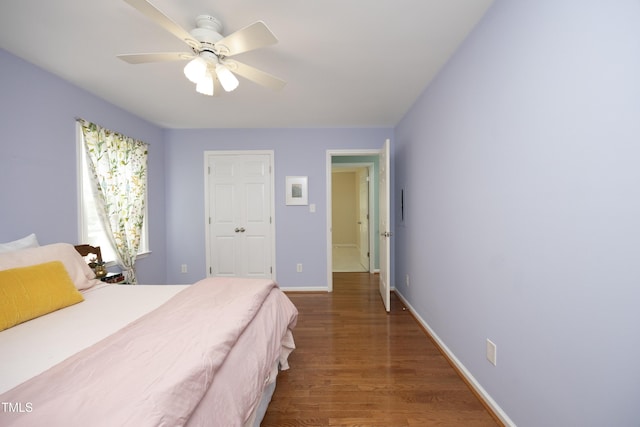 109 Perry Farms Dr, Apex, NC 27502 - bedroom with wood finished floors, ceiling fan, and baseboards