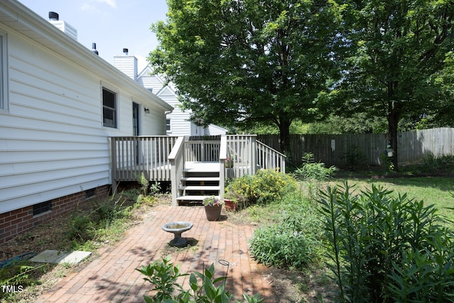 109 Perry Farms Dr, Apex, NC 27502 - view of yard with a wooden deck and a patio
