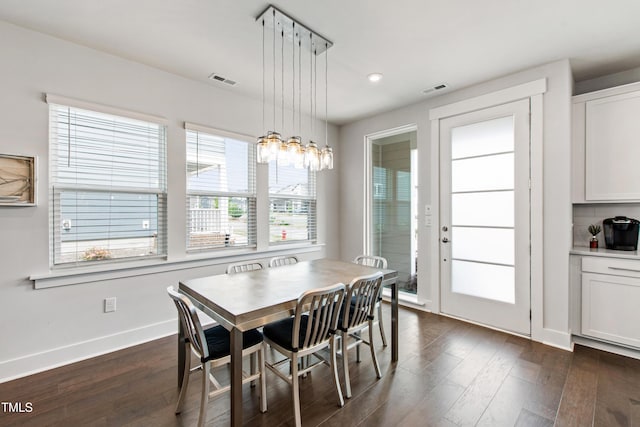 249 Wendover Pkwy, Pittsboro, NC 27312 - dining area featuring dark wood-style floors, baseboards, and recessed lighting