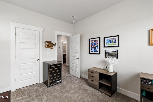 249 Wendover Pkwy, Pittsboro, NC 27312 - carpeted bedroom featuring beverage cooler and baseboards