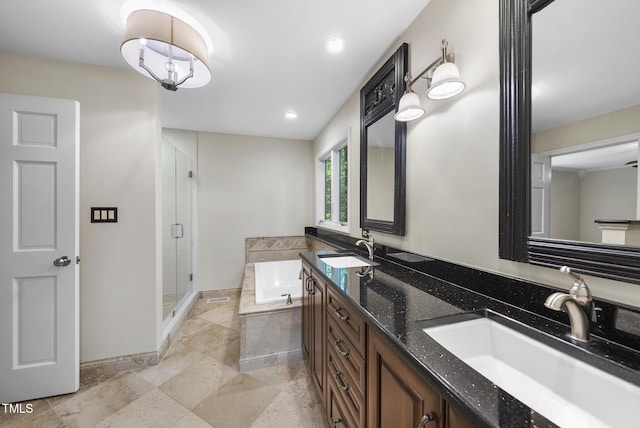 6601 Hidden Pond Rd, Wendell, NC 27591 - full bath with a stall shower, a bath, double vanity, and recessed lighting