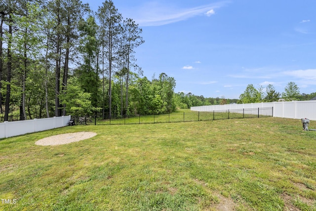 view of yard featuring a fenced backyard
