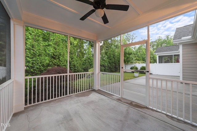 80 Bramble Ln, Clayton, NC 27527 - unfurnished sunroom featuring ceiling fan