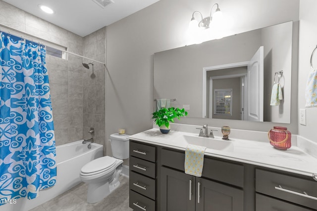 80 Bramble Ln, Clayton, NC 27527 - full bathroom with toilet, vanity, shower / bath combo with shower curtain, and tile patterned flooring