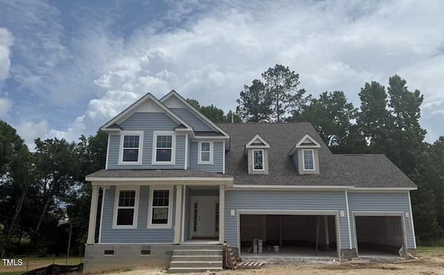 426 Adams Pointe Ct, Angier, NC 27501 - view of front of property with a porch, roof with shingles, driveway, and an attached garage