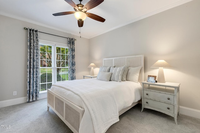 129 Trellingwood Dr, Morrisville, NC 27560 - bedroom featuring carpet, baseboards, ornamental molding, and ceiling fan