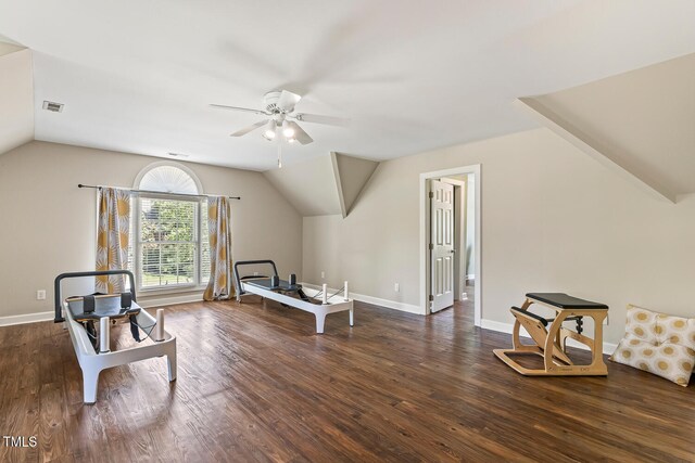 129 Trellingwood Dr, Morrisville, NC 27560 - sitting room featuring vaulted ceiling, ceiling fan, wood finished floors, and baseboards