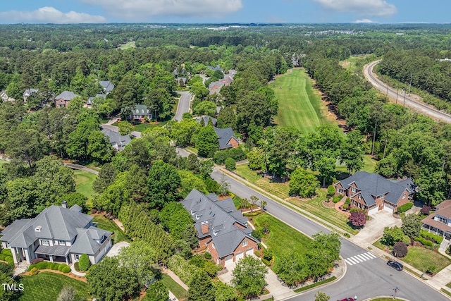 129 Trellingwood Dr, Morrisville, NC 27560 - aerial perspective of suburban area with a heavily wooded area
