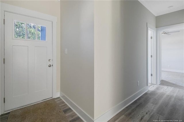 4915 High Branch Ct, Stedman, NC 28391 - foyer entrance featuring dark wood finished floors and baseboards