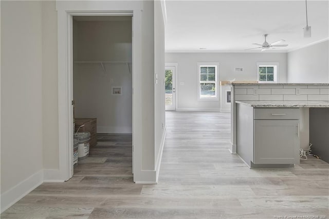 4915 High Branch Ct, Stedman, NC 28391 - hall featuring light wood-style flooring and crown molding