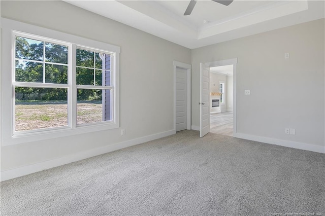 4915 High Branch Ct, Stedman, NC 28391 - spare room featuring light colored carpet, ceiling fan, and a raised ceiling
