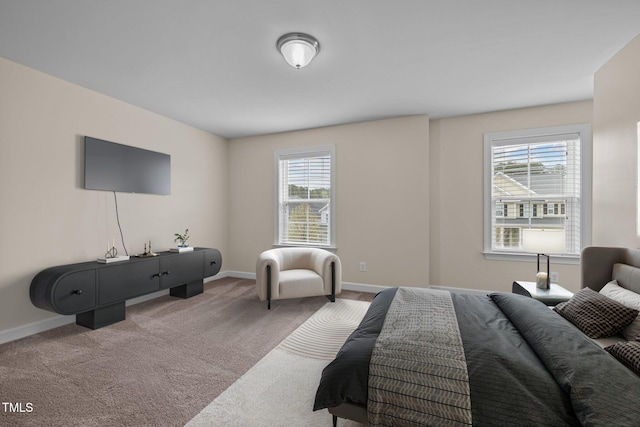 bedroom with carpet floors and baseboards