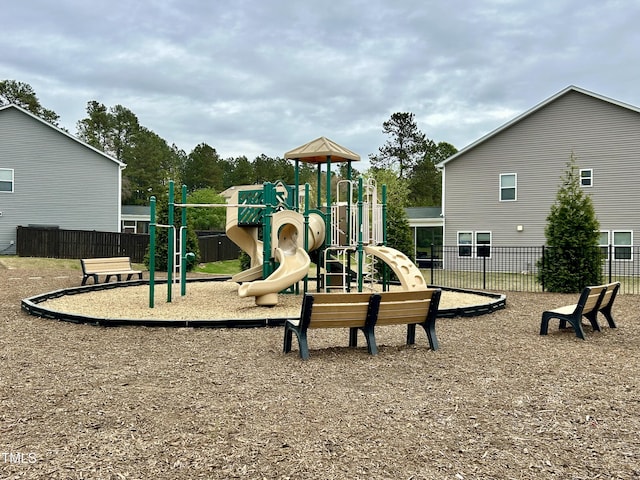community play area with fence