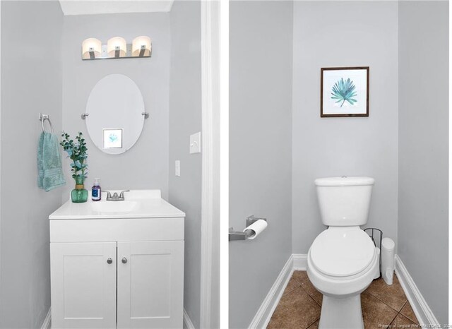6868 Uppingham Rd, Fayetteville, NC 28306 - half bath featuring toilet, tile patterned floors, baseboards, and vanity