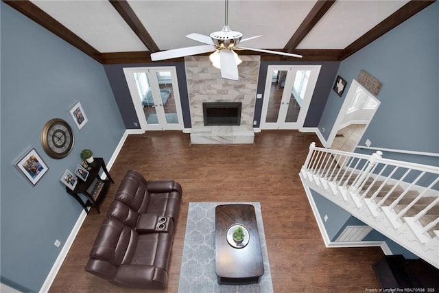 6868 Uppingham Rd, Fayetteville, NC 28306 - living room with baseboards, ceiling fan, and beam ceiling