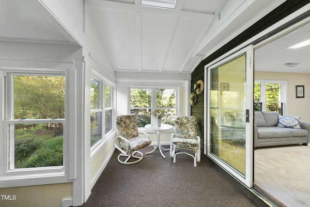 sunroom with carpet flooring