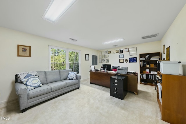 office with light carpet