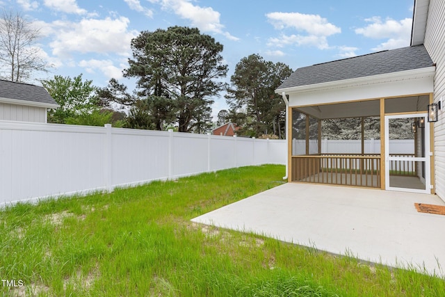 view of yard featuring a fenced backyard and a patio area